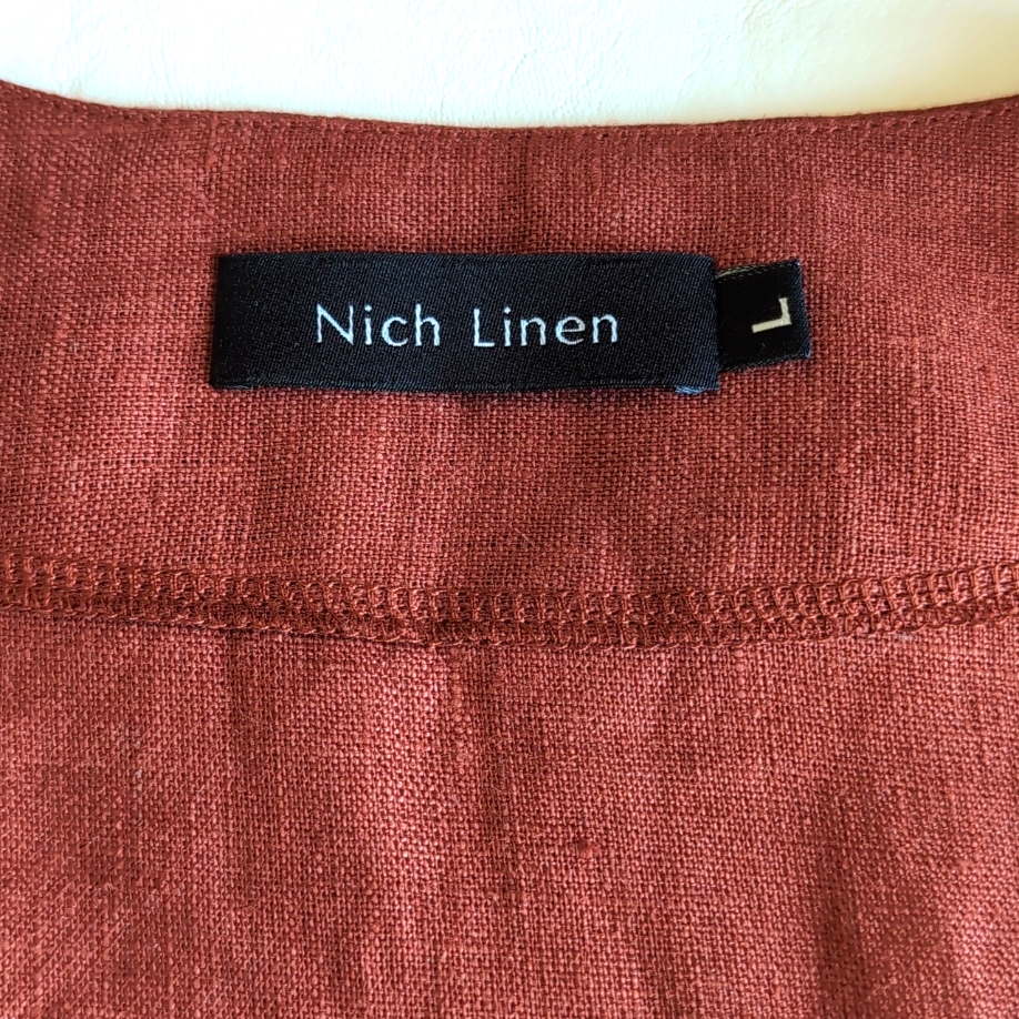 Nich Linen Kimono Wrap Long Sleeved Top In Dusty Maroon Colorway Women's Size L — image 2 of 8